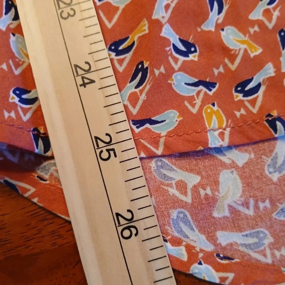 Beachlunchlounge women's M orange bird print long sleeve shirt tropical viscose - Picture 5 of 7